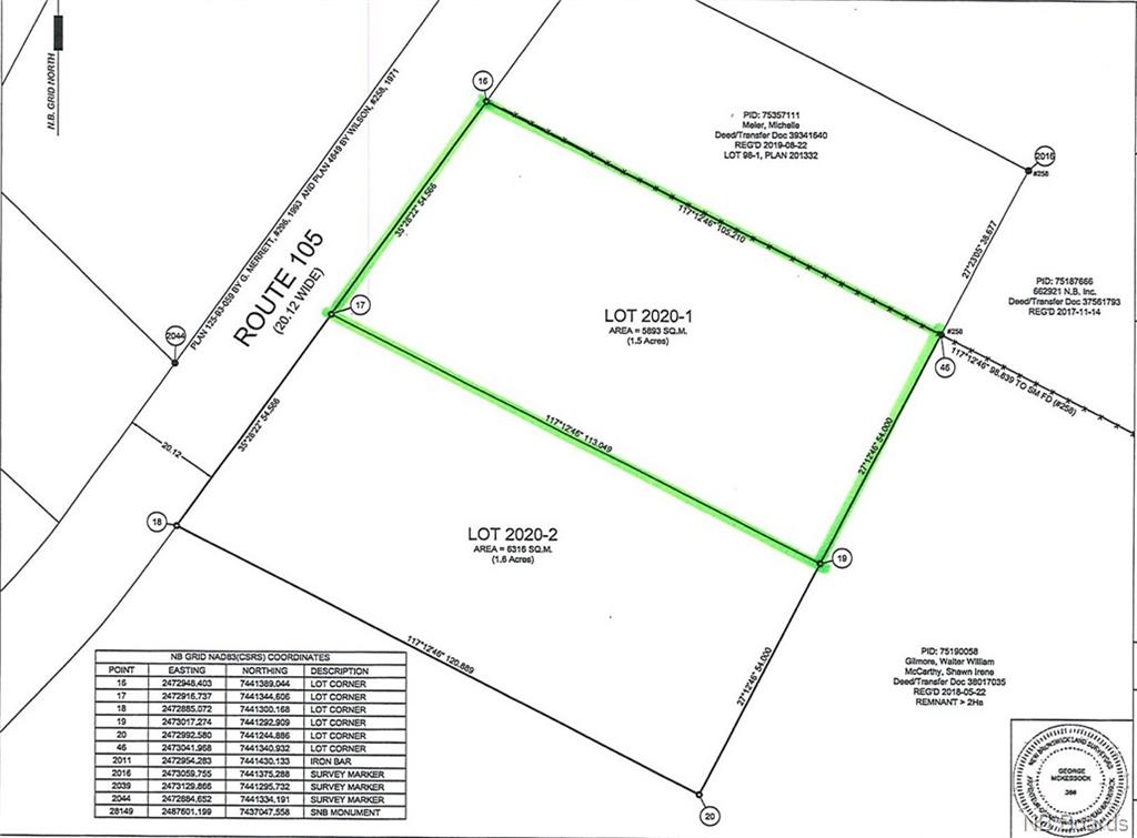 Lot 2020-1 Route 105, Keswick Ridge, New Brunswick, Canada